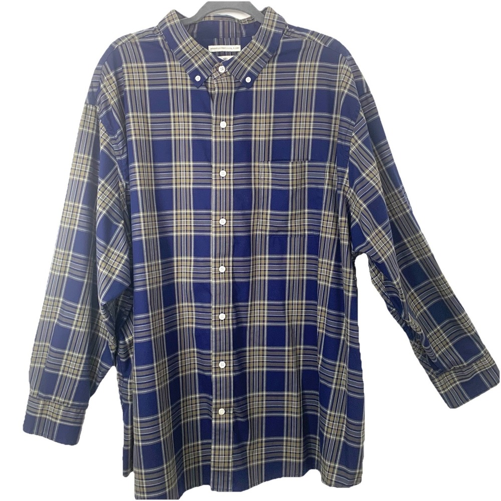 Oak Hill Wrinkle‎ Free Long Sleeve Shirt Men 3XL Cool & Dry 100% Cotton Plaid